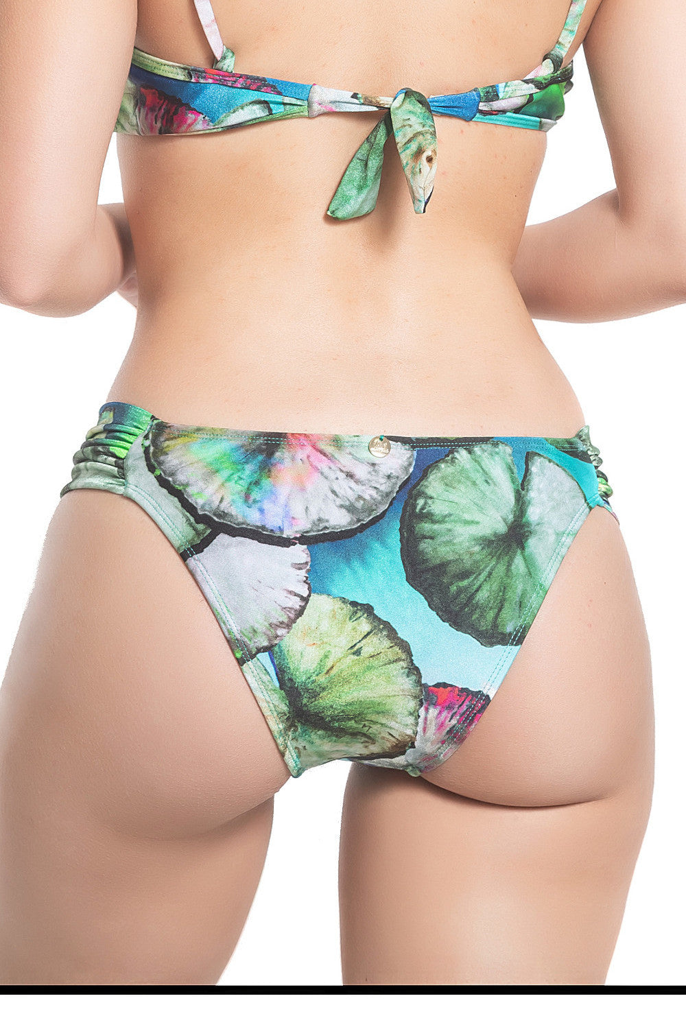 Calcinha de Biquíni Lateral Drapeada Média Estampado