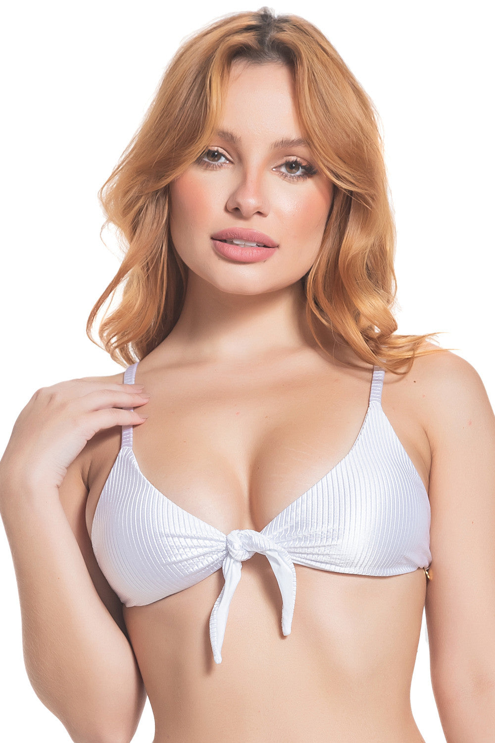Top de Biquíni Detalhe Laço Liso Branco
