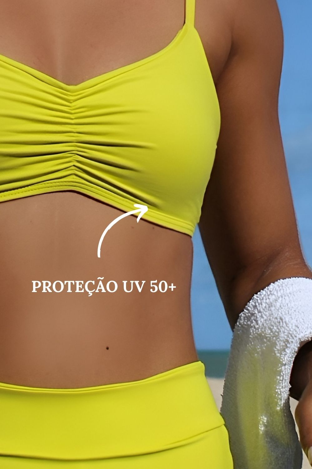 Top Fitness Alça Fina Franzido Lua Liso Beach Tennis