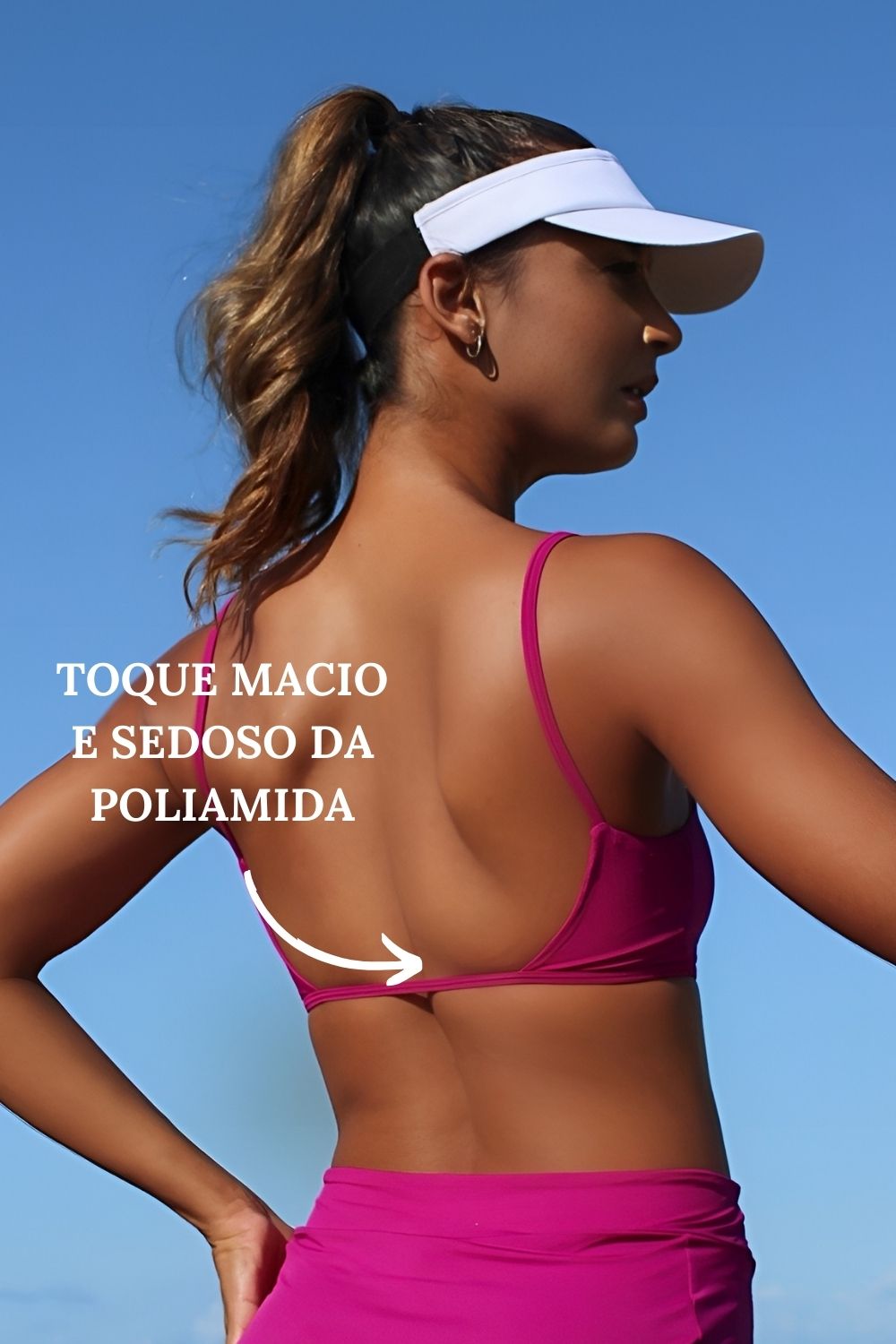 Top Fitness Alça Fina Franzido Lua Liso Beach Tennis