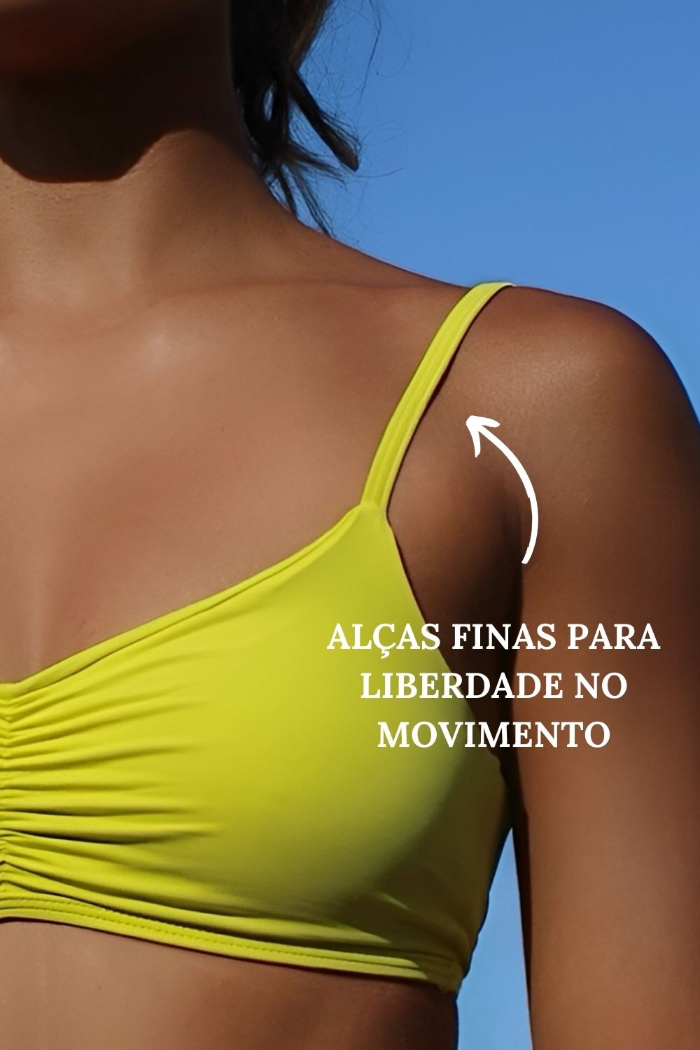 Top Fitness Alça Fina Franzido Lua Liso Beach Tennis